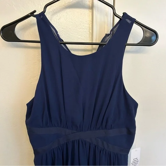 NWT BCBGeneration Navy Size 0 Full Length Dress Gown Formal Criss Cross Details - Picture 2 of 12